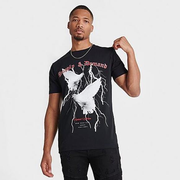 Supply & Demand New York City doves black short sleeve t-shirt slim fit large - Picture 1 of 8
